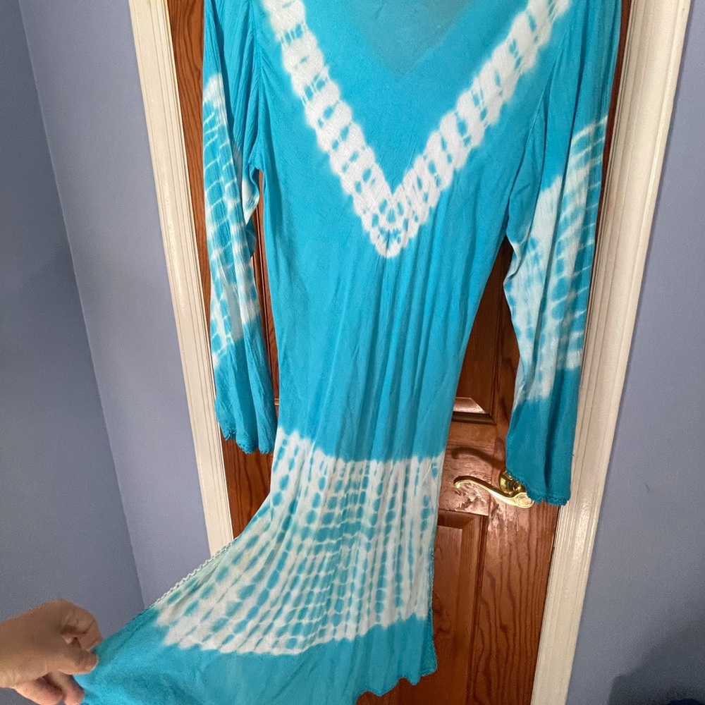 Lot of 2 NEW Emb tie dye cotton boho Bohemian Knee Length top Kurta One Size